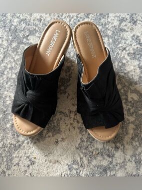 NWOT Lane Bryant sz 8 wide black Jute wedge heels sandals